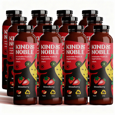 Упаковка Смузі Kind & Noble Полуниця 250 мл × 12 пляшок